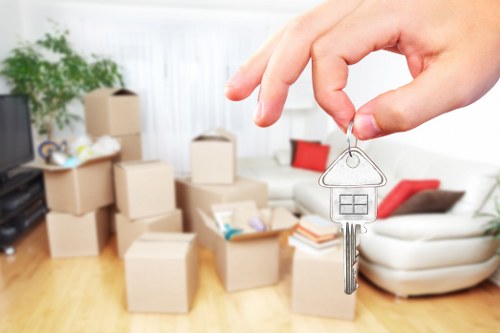 Skilled movers securely packing household items