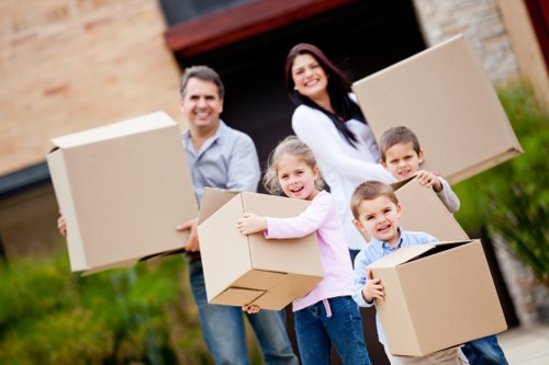 Packed boxes ready for transport by Riverhills movers