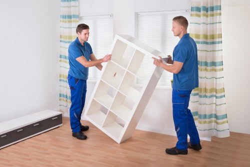 Professional movers handling furniture