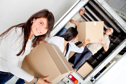 Packing boxes and organizing belongings for a move